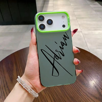 【カスタムNAMEシリーズ】ビッグ筆記体ネーム マットカラーケース｜iPhone対応 #241010