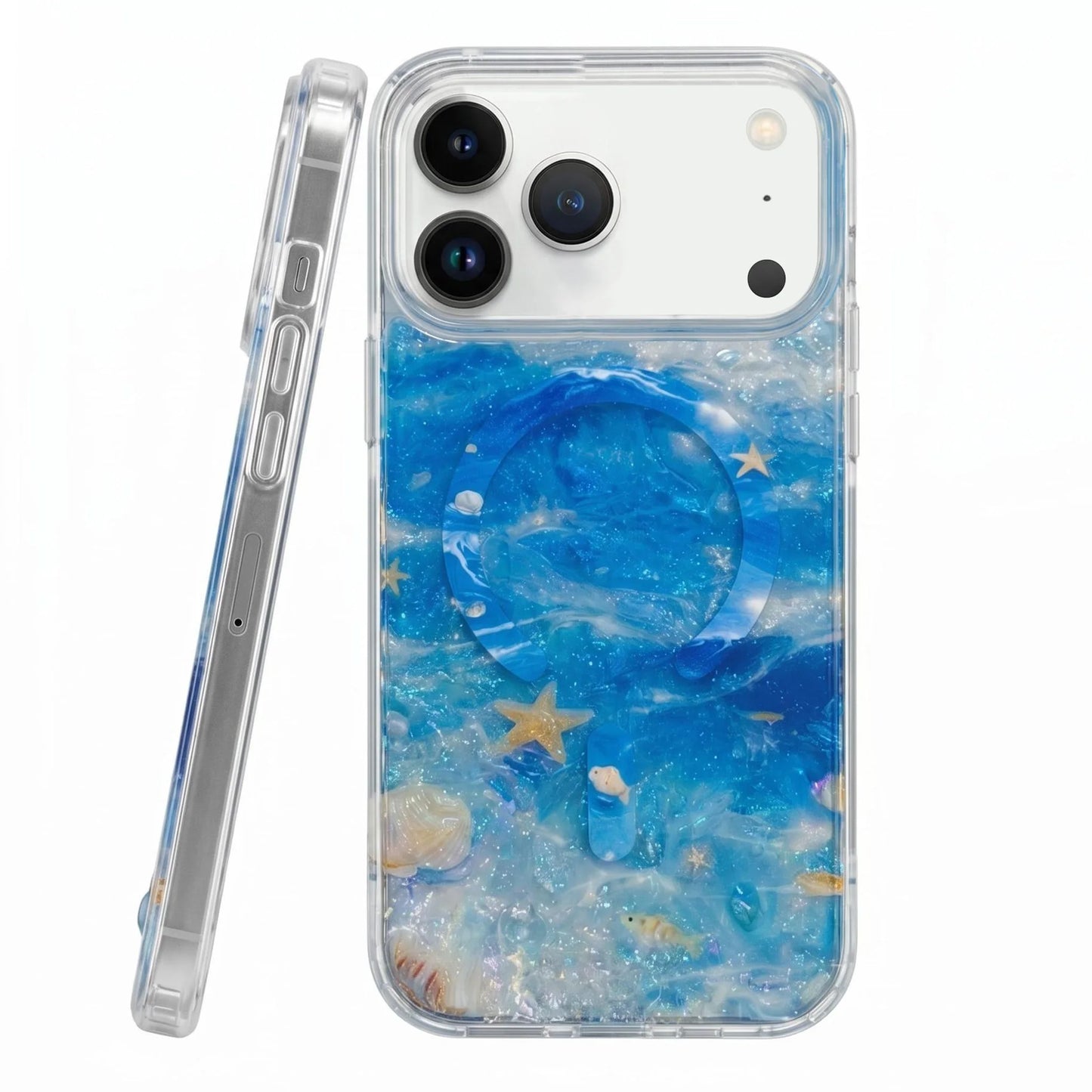 海の世界 ヒトデシェルデザイン Magnet内蔵 iPhoneケース｜マリン・幻想的 #260097
