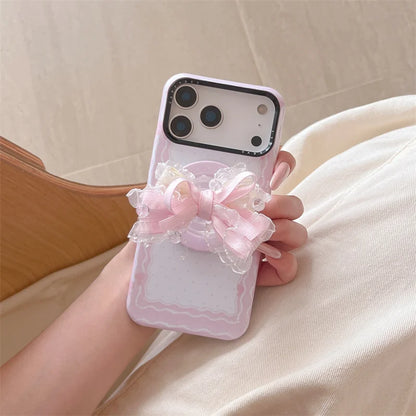 【Magnet内蔵】LACE RIBBON レース×ふわリボン スマホケース｜iPhone対応 #240928