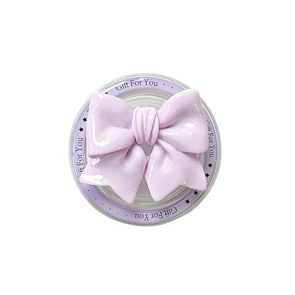 【スマホグリップ】立体リボン つやつや マカロンカラー マグネット対応 スマホスタンド #241111