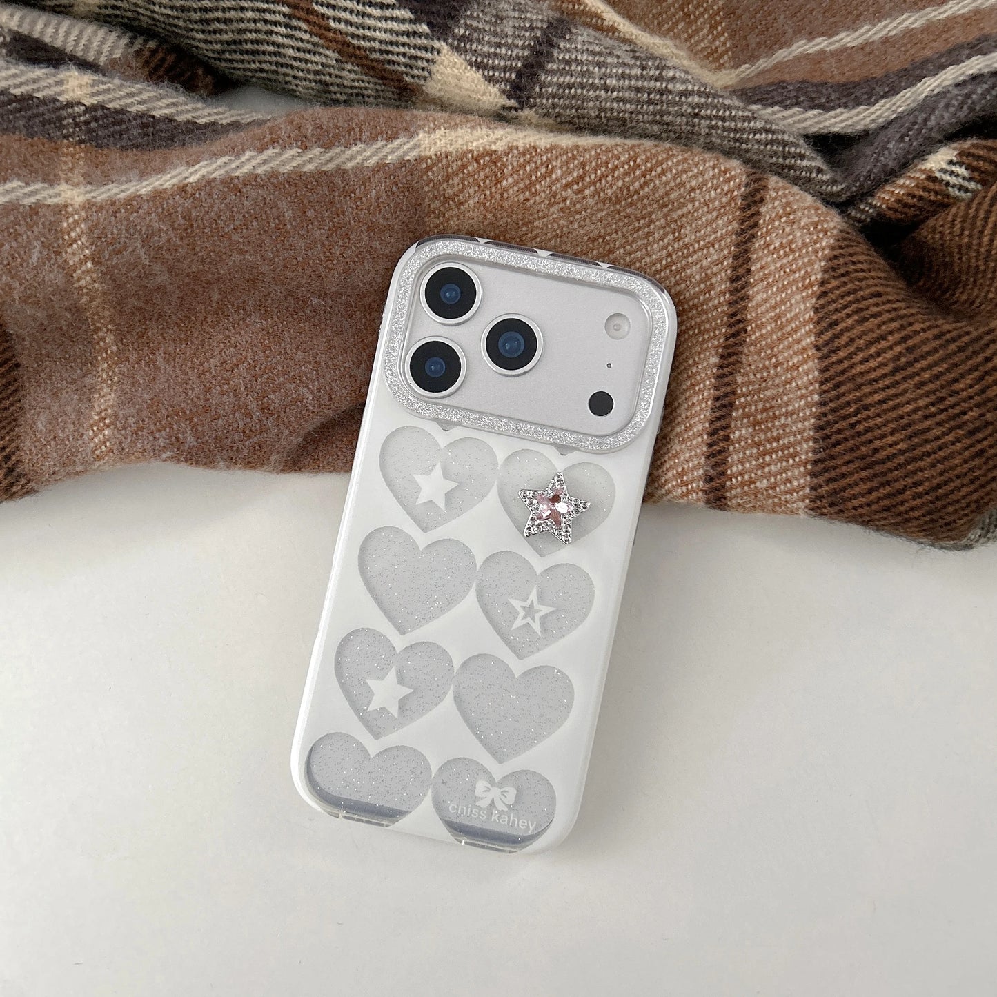 ハートグリッター iPhoneケース｜スタービジューアクセント #240312