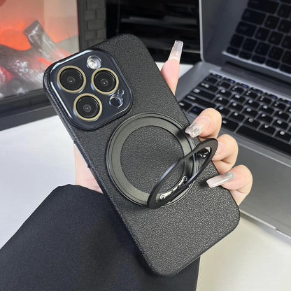 レザー調 リング付き iPhoneケース｜スタンド対応・マット仕上げ #260103