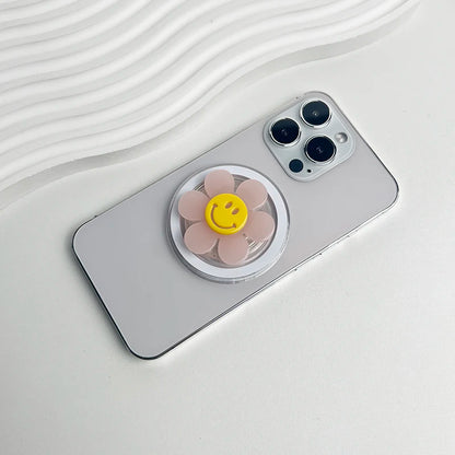 【スマホグリップ】スマイル ニコちゃん デイジーフラワー | Magnet対応 #241105