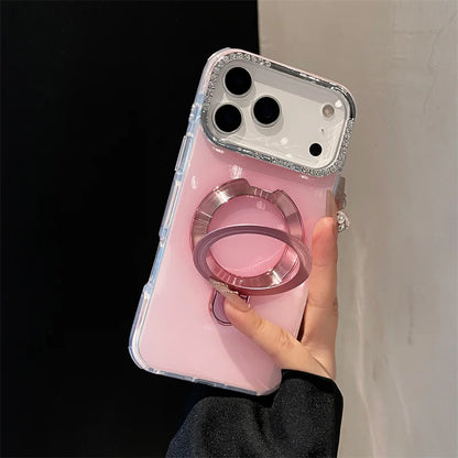 【耐衝撃 クリアケース】折りたたみマグネットリングスタンド機能付き スマホケース おしゃれ シンプル 透明 TPU バンパー カバー｜iPhone対応 #251223