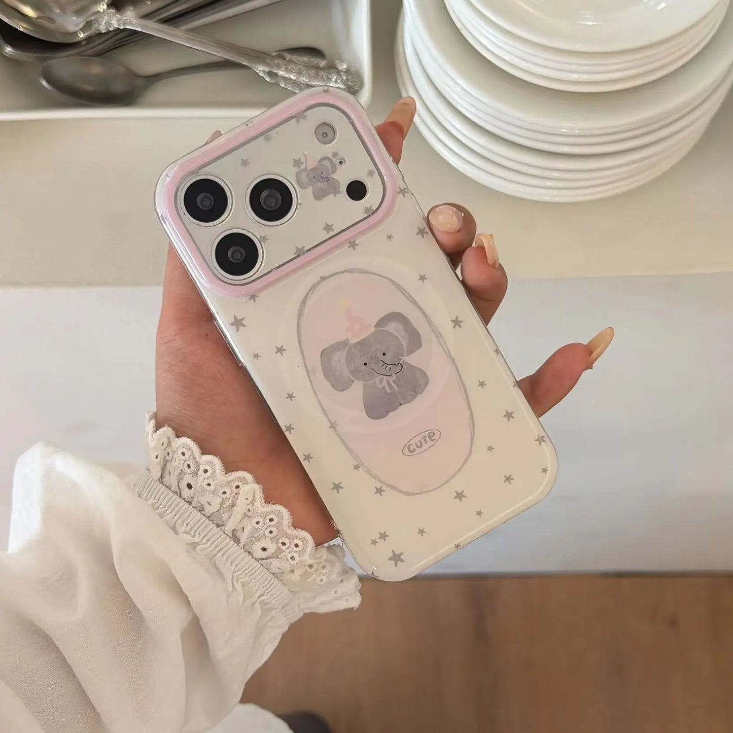 パーティーゾウ グリップ付き iPhoneケース｜クリアケース・Magnet内蔵 #230927