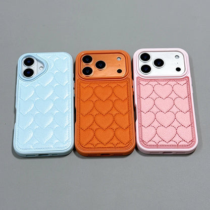 【ハートキルティング 】立体ステッチ レザー調 スマホケース｜iPhone対応 #241022