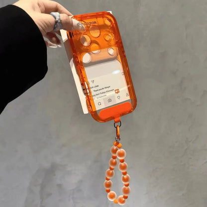 キャンディカラー クリア ビーズストラップ付き iPhoneケース｜ちゅるん・透明感 #261251