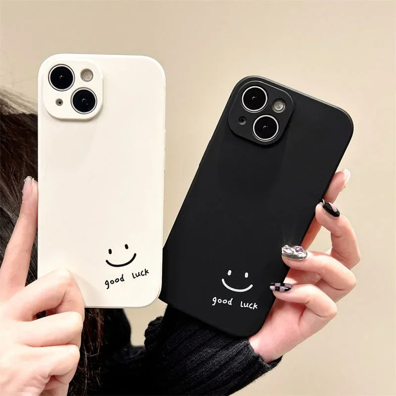 【ニコちゃんシリーズ】goodluck シンプルメッセージ ニコちゃん マット iPhoneケース #260304