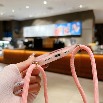 【猫耳シリーズ】ハートワンポイント ショルダー iPhoneケース｜ソフトTPU #240213