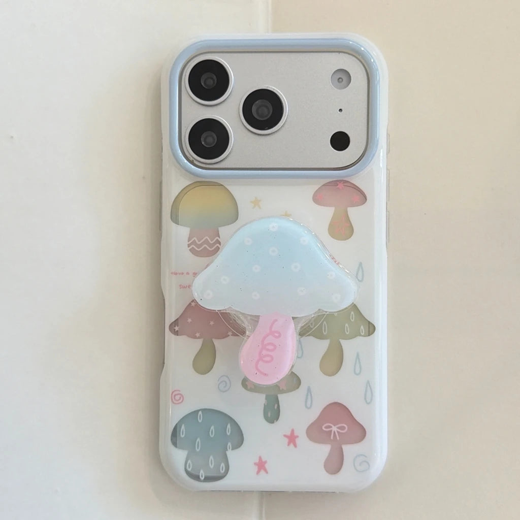 キノコ カラフルデザイン iPhoneケース｜クリア #261009
