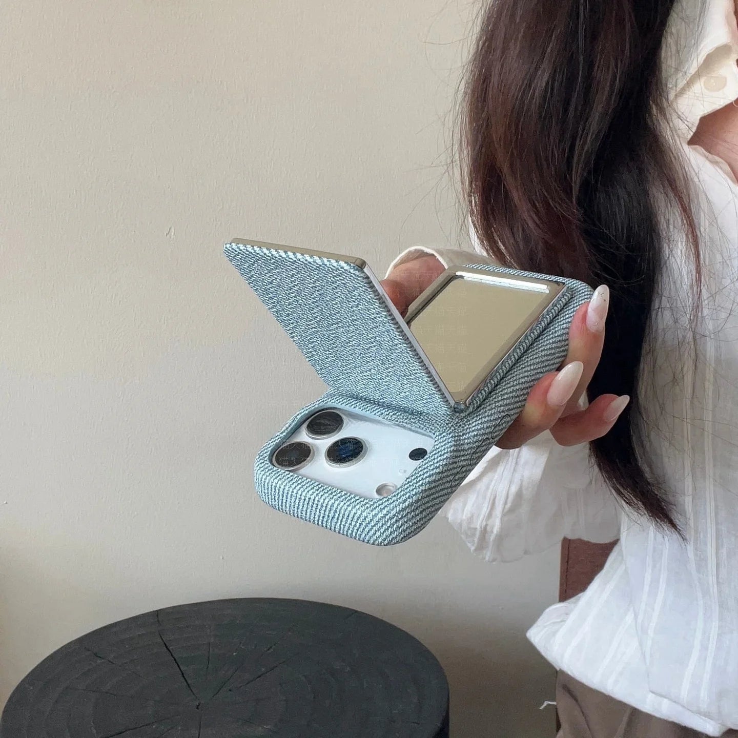 【フリップミラー】コンパクトミラー 鏡付き 多機能  スマホケース｜iPhone対応 #241019