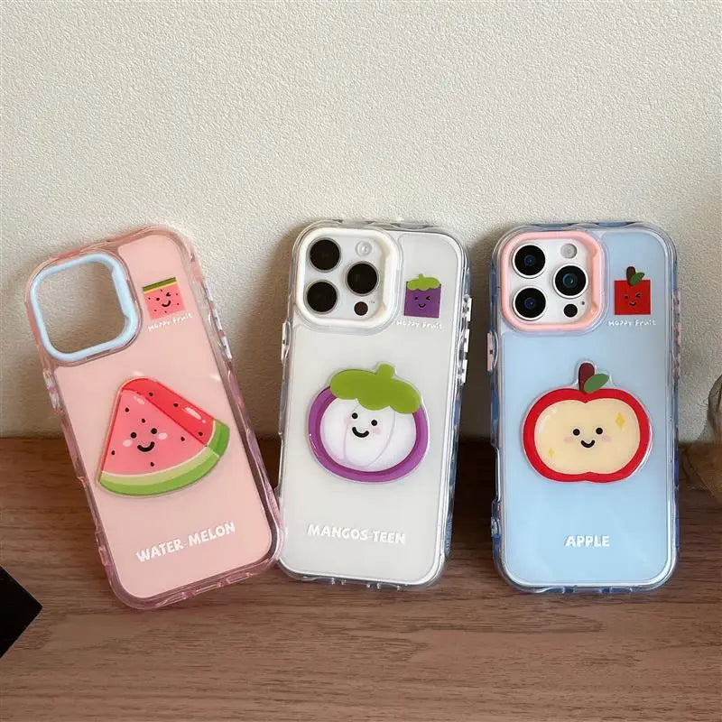 【フルーツシリーズ】スイカ マンゴスチン アップル カラフルクリア スマホケース｜iPhone対応 #251017