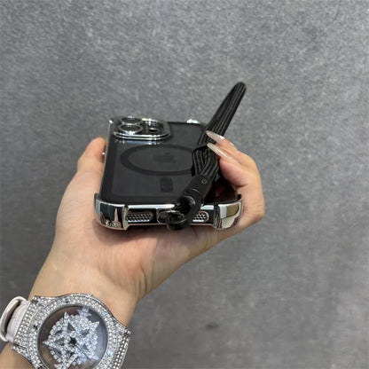 【Magnet内蔵】メタリックフレーム クリアカラー × ストラップ付き スマホケース｜iPhone対応 #250228