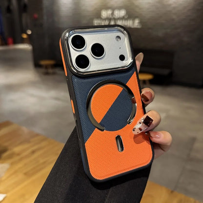 バイカラーレザー調 アーマー Magnet内蔵 iPhoneケース｜カメラ保護・スポーティクール #260014