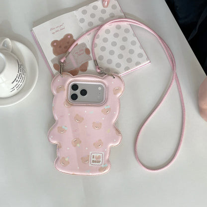 くまダイカット ストラップ付き iPhoneケース (全2色) ガーリー・フェミニン #261218