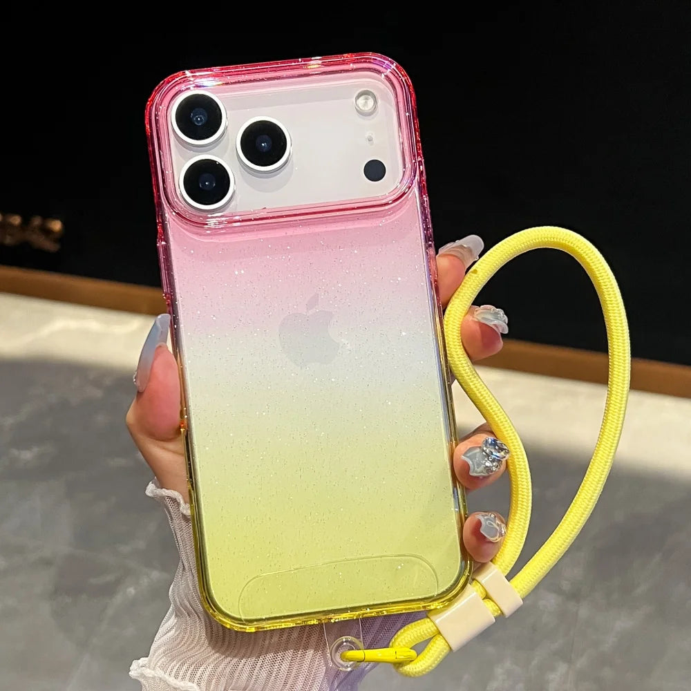 【グラデーションシリーズ】カラフル クリアグラデーション ストラップ付き スマホケース｜iPhone対応 #251118
