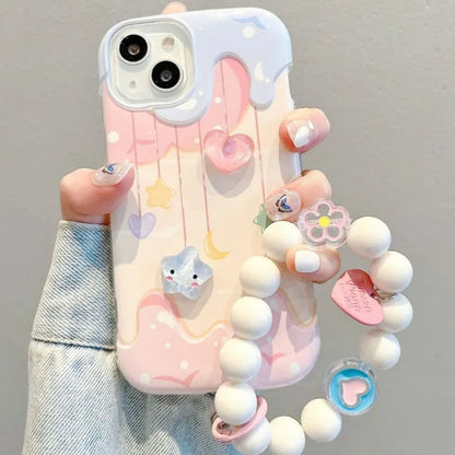 【パステルカラー】とろけるミルキーデザイン ボールストラップ付き スマホケース｜iPhone対応 #251004