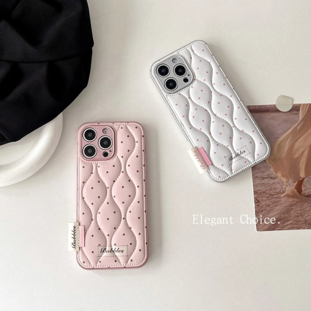 【ウェーブキルティング】ドットステッチ×クッション スマホケース｜iPhone対応 #241220