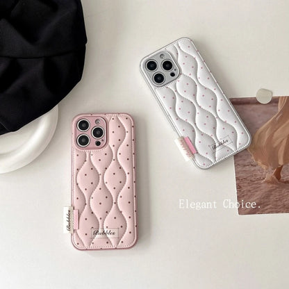 【ウェーブキルティング】ドットステッチ×クッション スマホケース｜iPhone対応 #241220