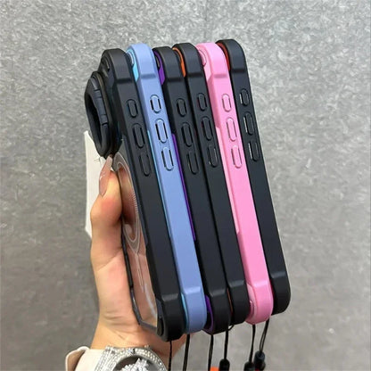 カメラカバー付き Magnet内蔵 iPhoneケース｜ストラップ付き レンズ保護 #240104