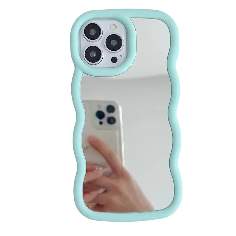 ウェーブフレーム 全面ミラー iPhoneケース #240118