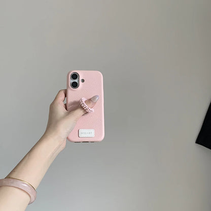 【レザー調】カラー ビーズ リング スタンド付き スマホケース｜iPhone対応 #250421