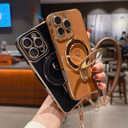 ワンポイントハート リング＆ストラップ付き iPhoneケース #231220