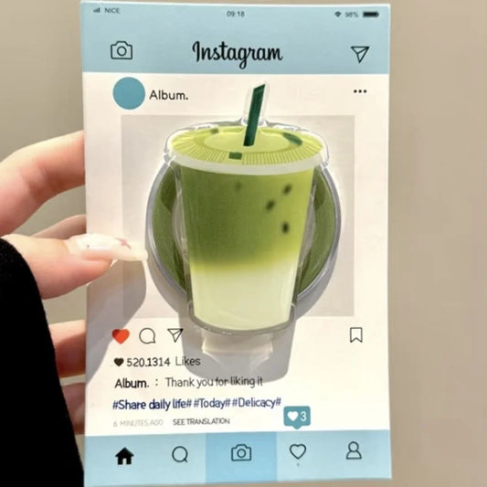 【スマホグリップ】抹茶ラテ カフェドリンク | Magnet対応 #241107