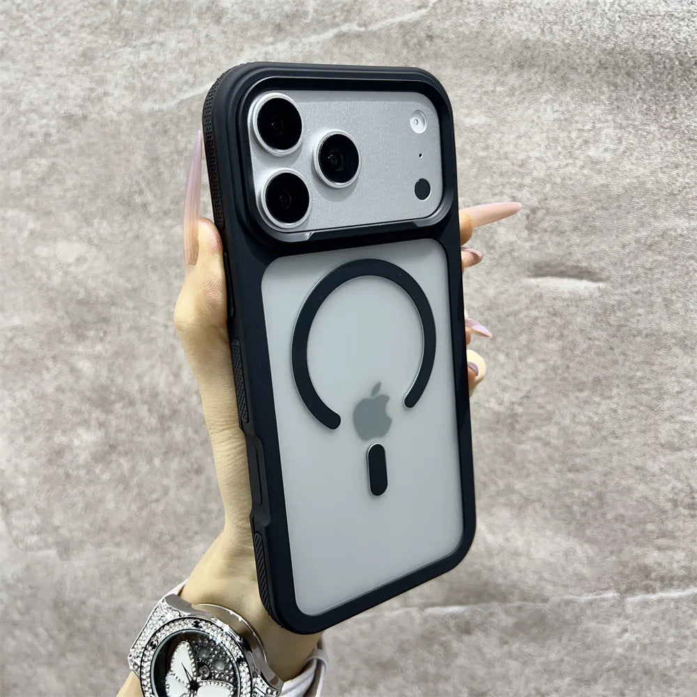 マットクリア Magnet内蔵 iPhoneケース｜バイカラー ネオンフレーム #240115