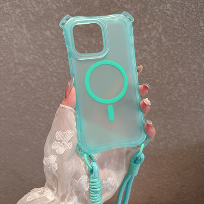 ビビッドカラー バンパー ストラップ付き Magnet内蔵 iPhoneケース｜クリア・ポップ #260057