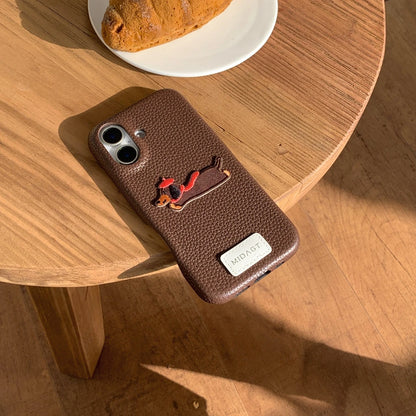 【アニマルシリーズ】ドッグ 犬 猫 モチーフ 刺繍入りレザー調 スマホケース ダックスフンド フレンチブルドッグ ｜iPhone対応 #250422