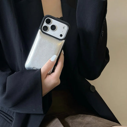 【メタリックレザー】高見えレザー風デザイン スマホケース｜iPhone対応 #250110