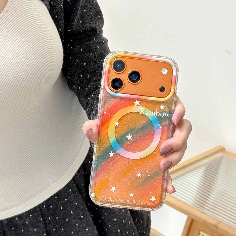 【Magnet内蔵】ドリーミーグラデーション きらめき スター クリアスマホケース｜iPhone対応 #241025