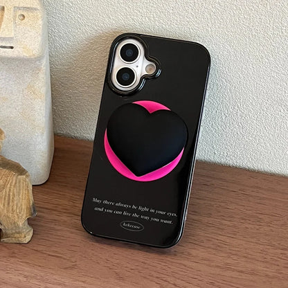 【Magnet内蔵】立体 3D ハートグリップ ビビット バイカラー スマホケース｜iPhone対応 #250131