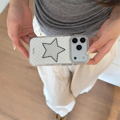 モノトーンドット 水玉 モチーフデザイン 星 ハート ？ iPhoneケース #230928