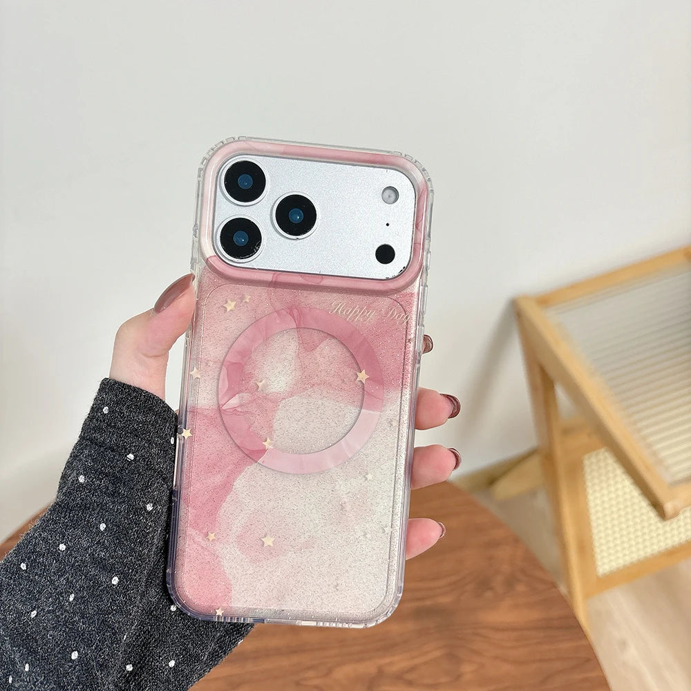 【Magnet内蔵】ドリーミーグラデーション きらめき スター クリアスマホケース｜iPhone対応 #241025