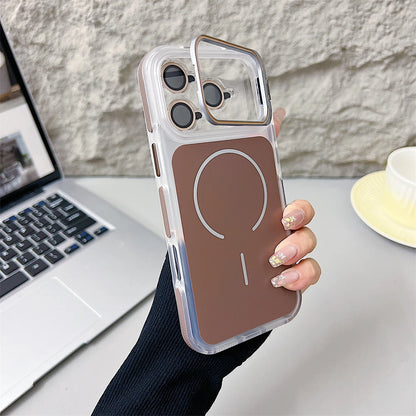 カメラカバー スタンド付き Magnet内蔵 クリアカラー iPhoneケース #240327