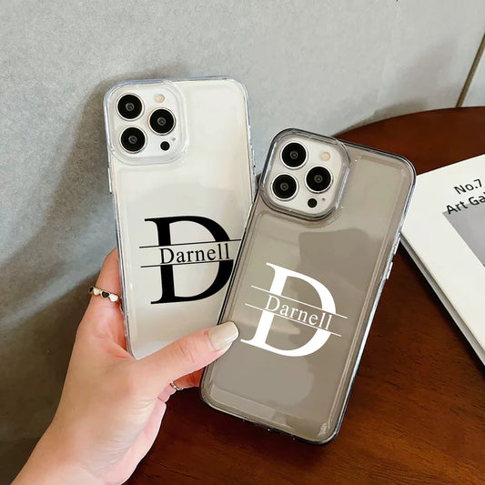 【カスタムシリーズ】ビッグ頭文字イニシャル 名入れ クリアスマホケース｜iPhone対応 #240718
