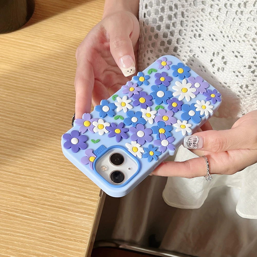 【フラワーシリーズ】立体カラフルデイジー ポップデザイン スマホケース｜iPhone対応 #250915