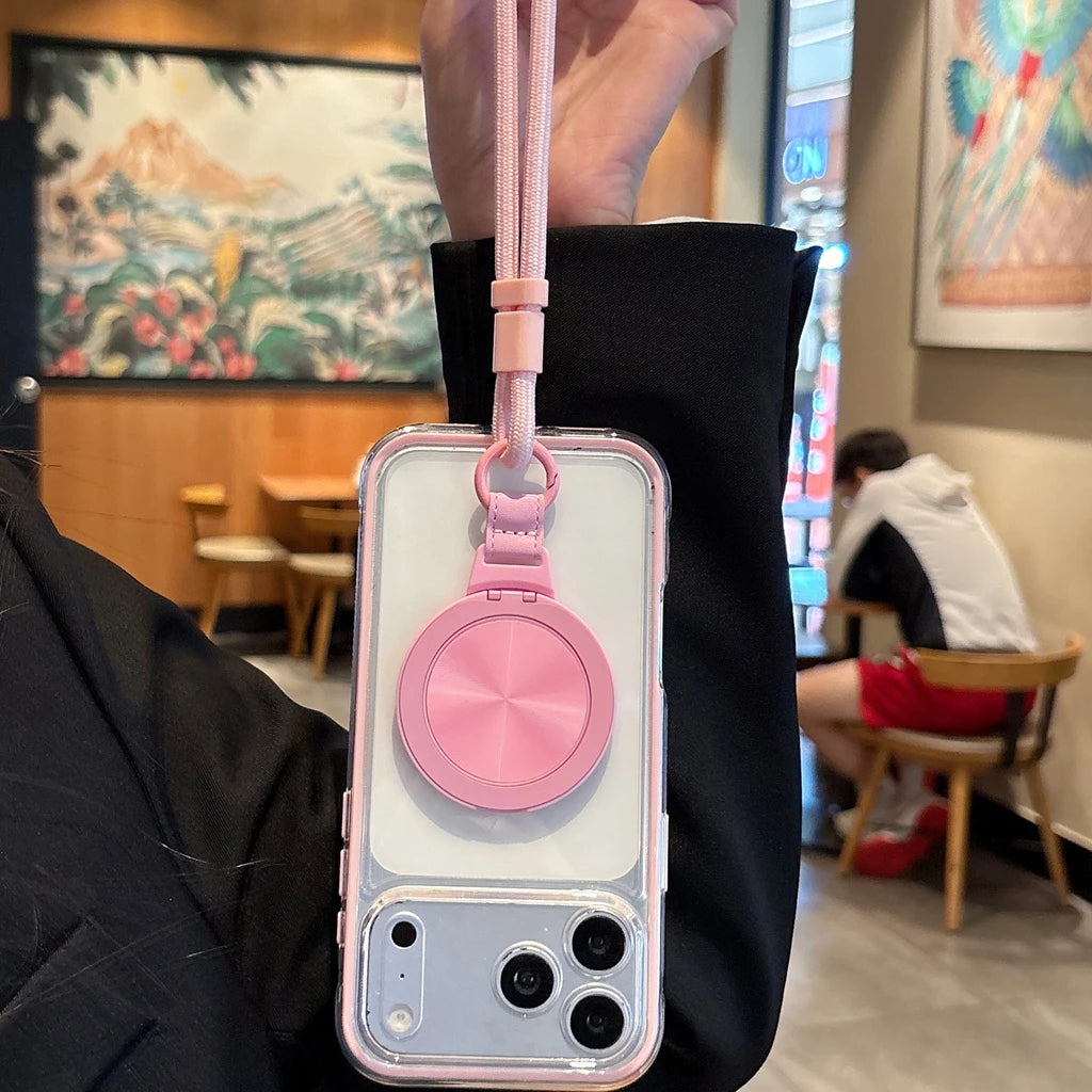 360度回転 リングスタンド クリア iPhoneケース｜ ストラップ付き ・落下防止 #231215