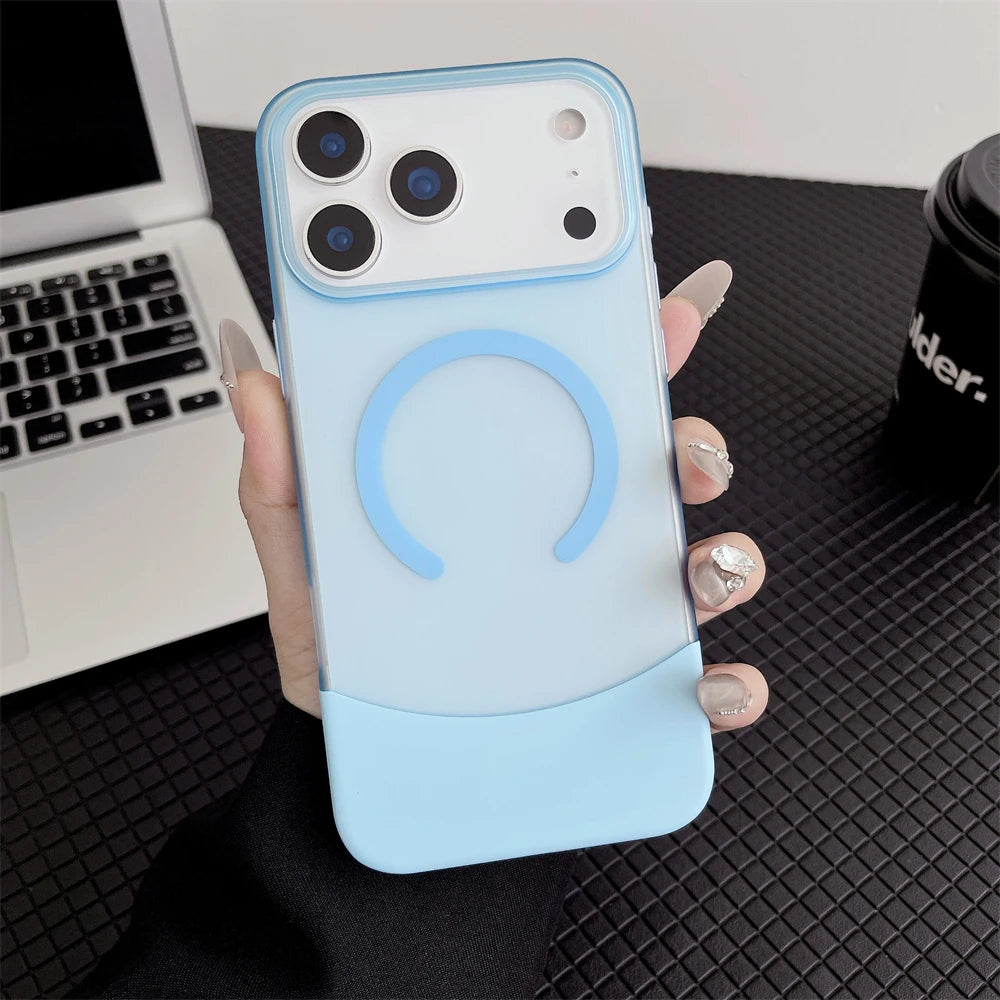 バイカラー Magnet内蔵 シンプル配色デザイン iPhoneケース｜くすみカラー・ミニマル #231111