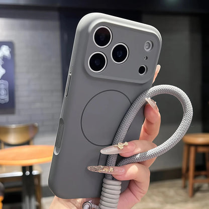 【Magnet内蔵】パステルカラー シンプル ロープストラップ付き マット スマホケース｜iPhone対応 #240708