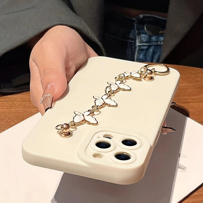 【バタフライチャーム】チェーン付き ハートリング スマホケース｜iPhone対応 #250728