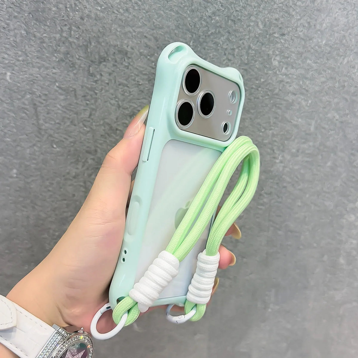 【ウェーブフレーム】クリアストラップ付き iPhoneケース (全8色) トレンド・ビビッド PCA #261211