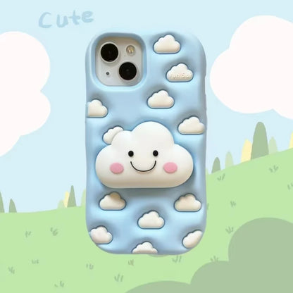 【クラウドシリーズ】3D雲モチーフ ポップデザイン スマホケース｜iPhone対応 #250824