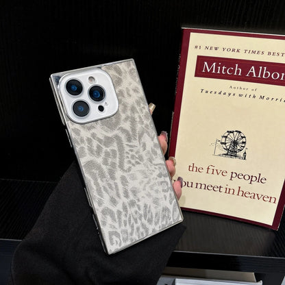 【スクエアシリーズ】 ヒョウ柄 レオパード メタリックフレーム スクエア スマホケース｜iPhone対応 #250815