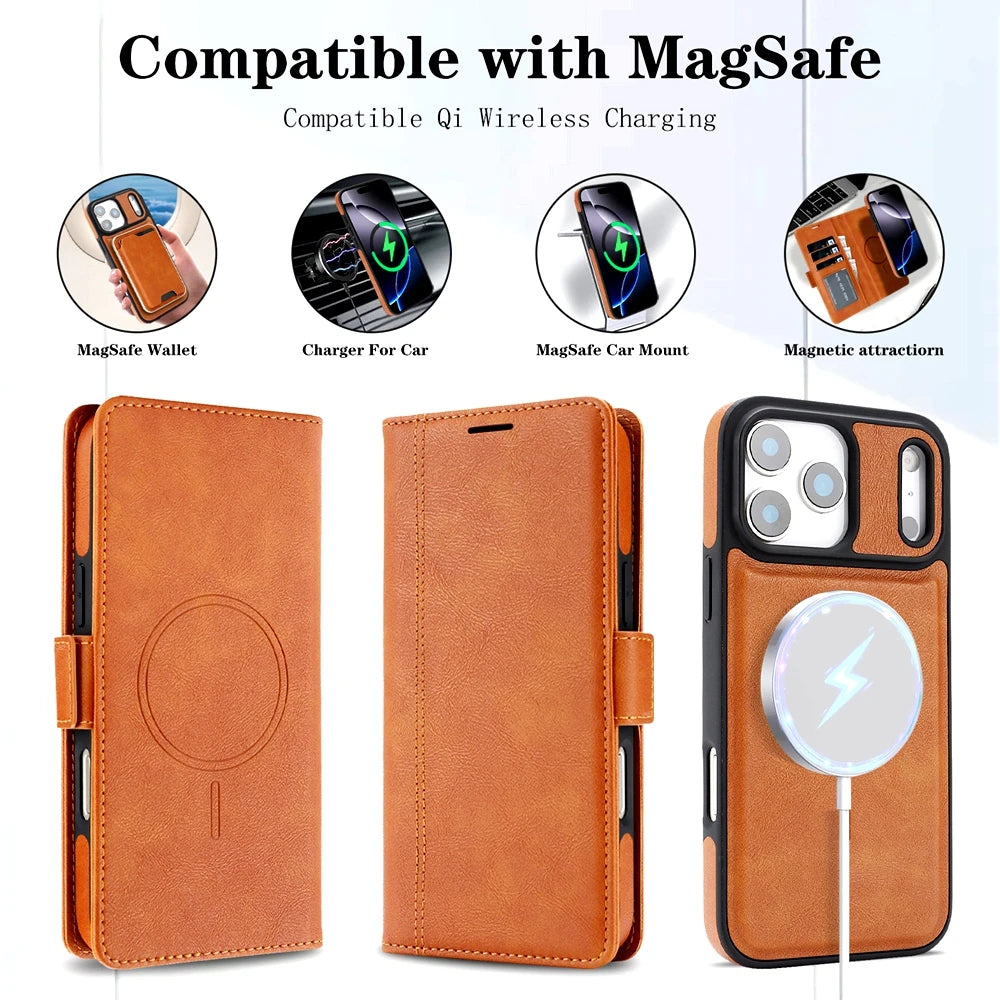 【ブックスタイル】レザー調 Magnet対応 手帳型 iPhoneケース｜カード収納 マグネット着脱式 #240111
