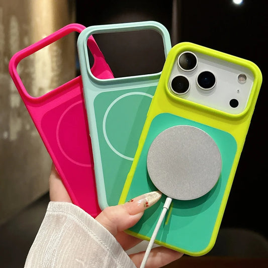 ネオンカラー MagSnet内蔵 マットバイカラー iPhoneケース｜耐衝撃・カラーフレーム #260521