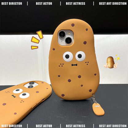 【3Dデザイン】ポテトキャラクター iPhoneケース かわいい 韓国風 ポテト型 ストラップ付き シリコン耐衝撃 ソフトケース｜iPhone対応 #251231