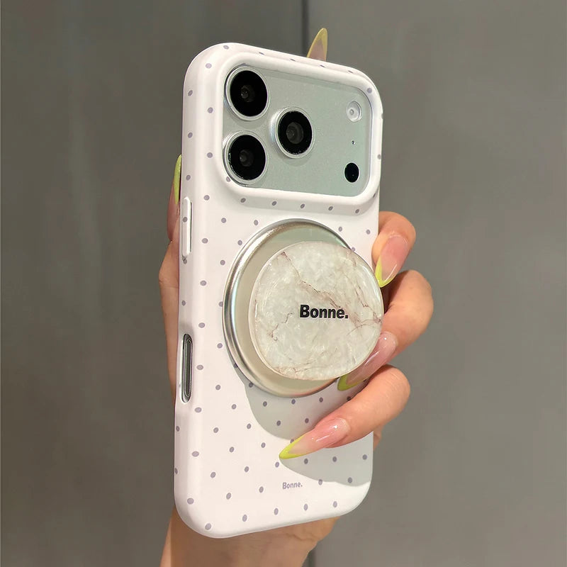 ドット柄 マグネット内蔵iPhoneケース ケースのみ/グリップのみ/セット選択可 (全2色) ガーリー・ニュアンス #261193